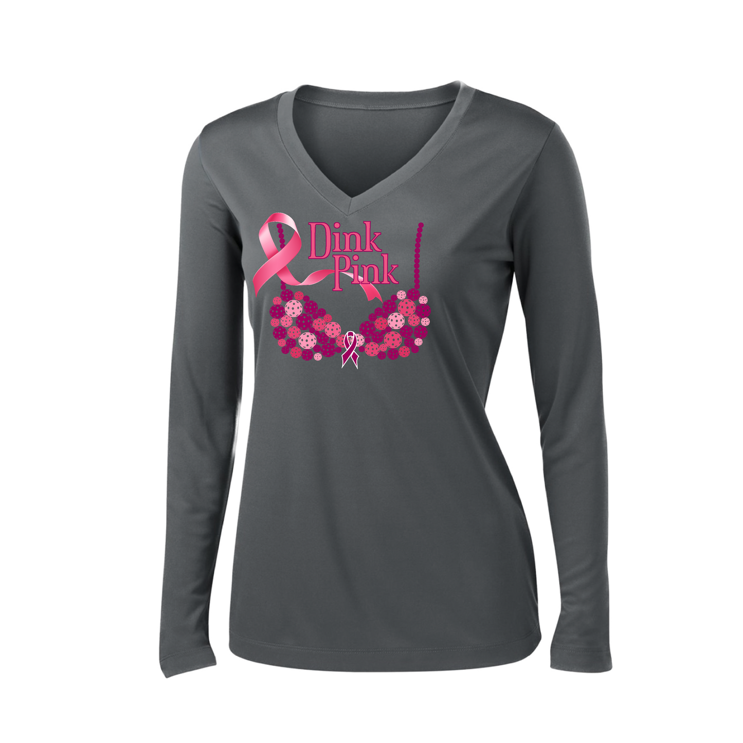 Dink Pink | Women’s Long Sleeve V-Neck Shirt | 100% Polyester