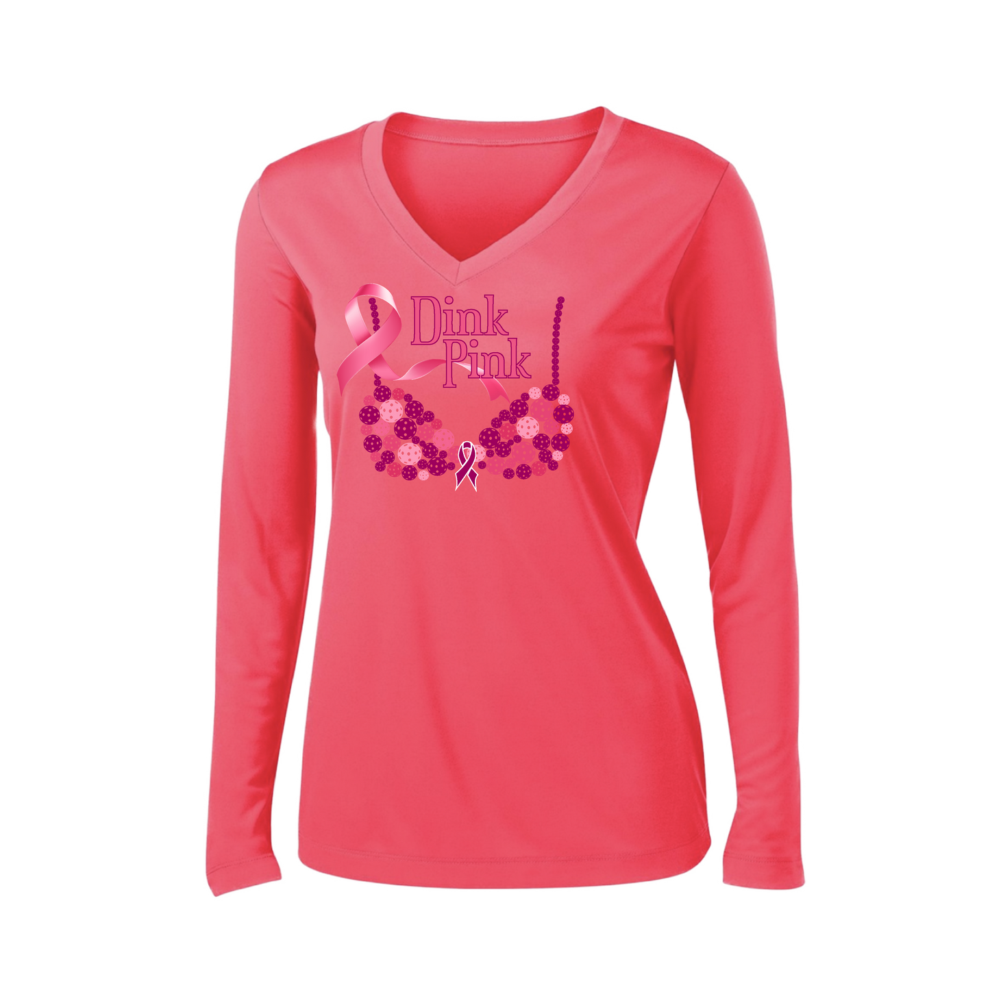 Dink Pink | Women’s Long Sleeve V-Neck Shirt | 100% Polyester