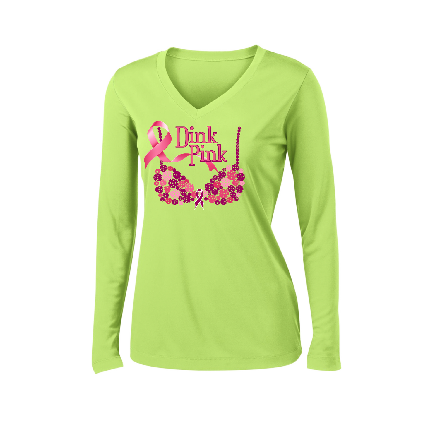 Dink Pink | Women’s Long Sleeve V-Neck Shirt | 100% Polyester