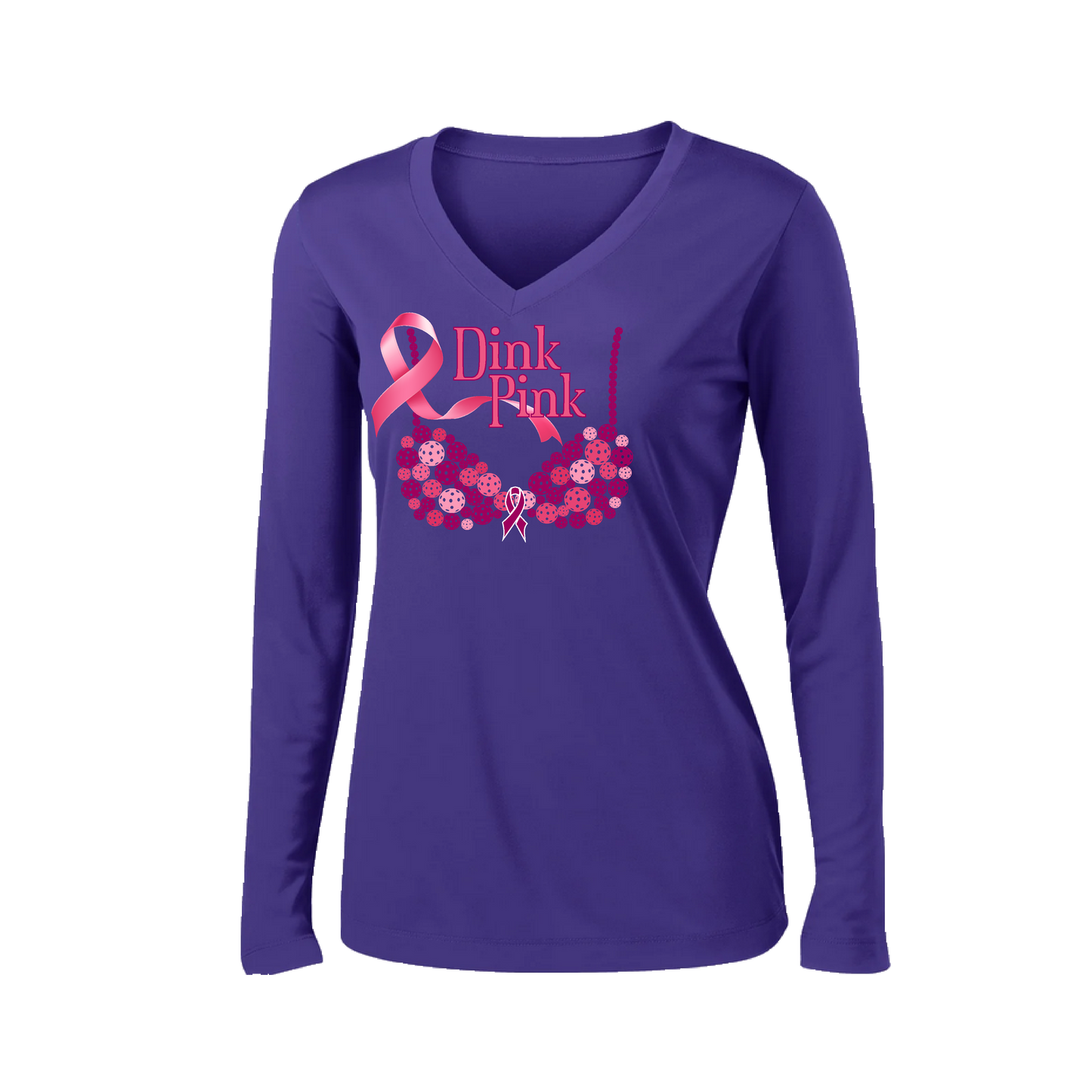 Dink Pink | Women’s Long Sleeve V-Neck Shirt | 100% Polyester