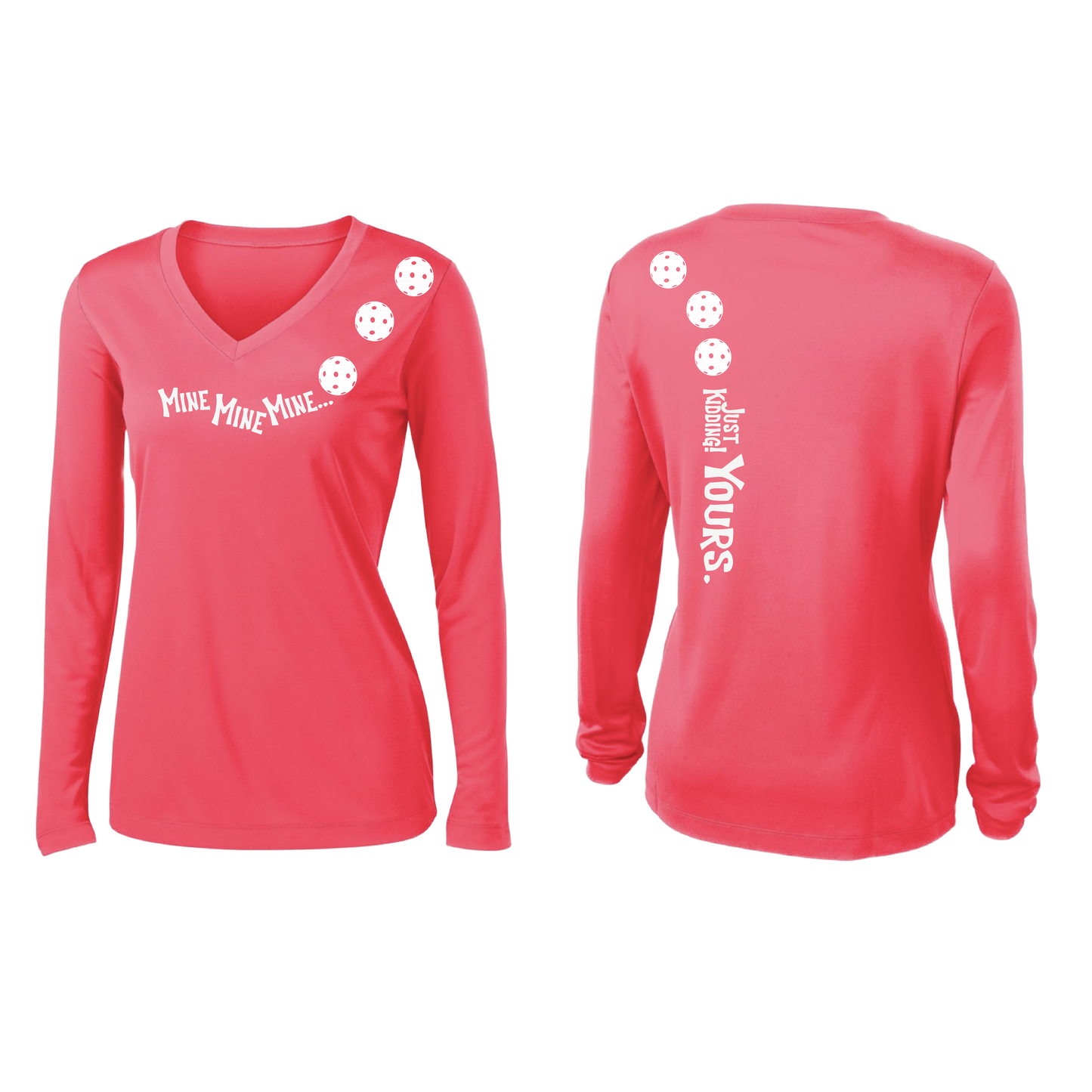 Mine JK Yours (Pickleball Colors Patriotic Stars White Purple)| Women's Long Sleeve V-Neck Pickleball Shirts | 100% Polyester