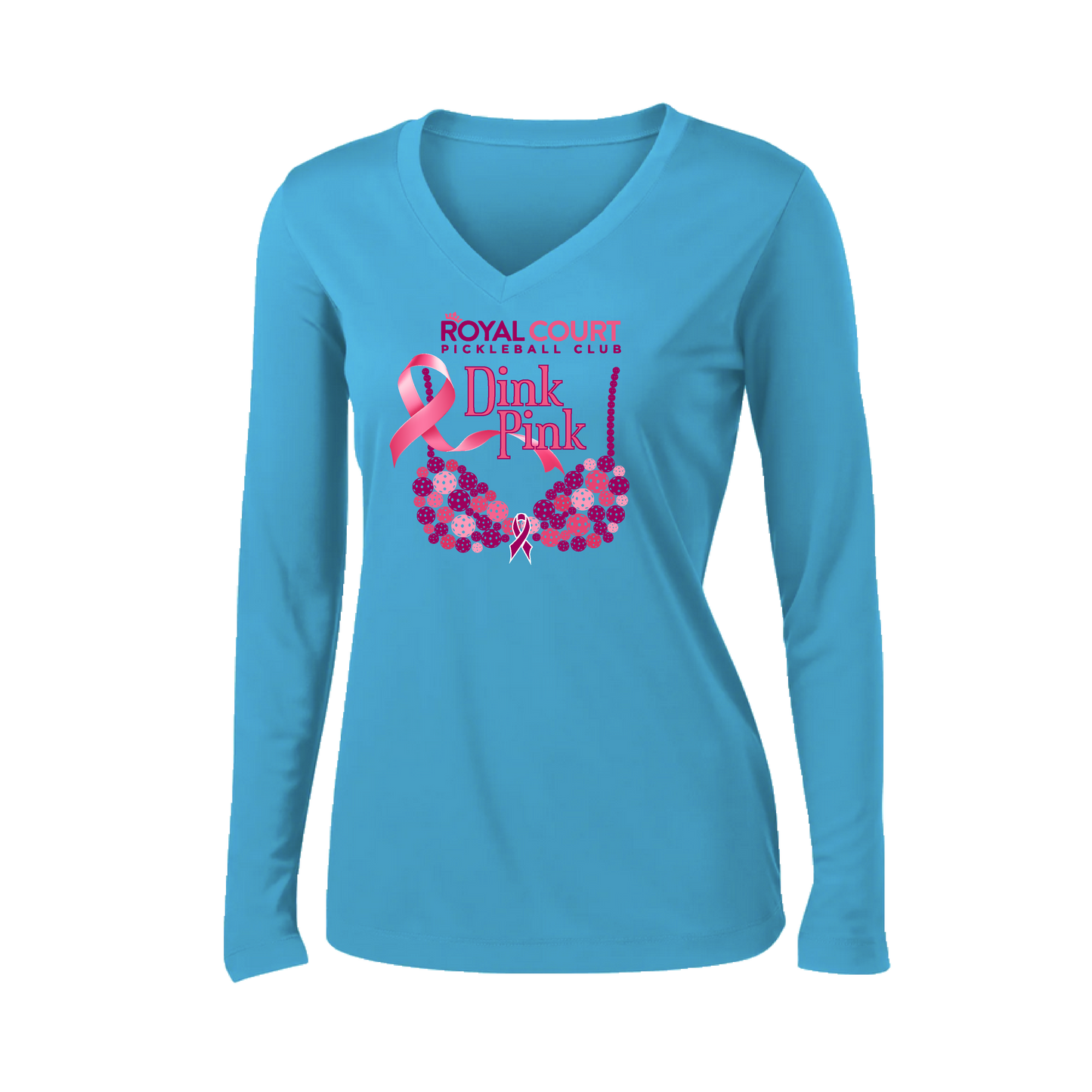 Royal Court Dink Pink | Women’s Long Sleeve V-Neck Shirt | 100% Polyester