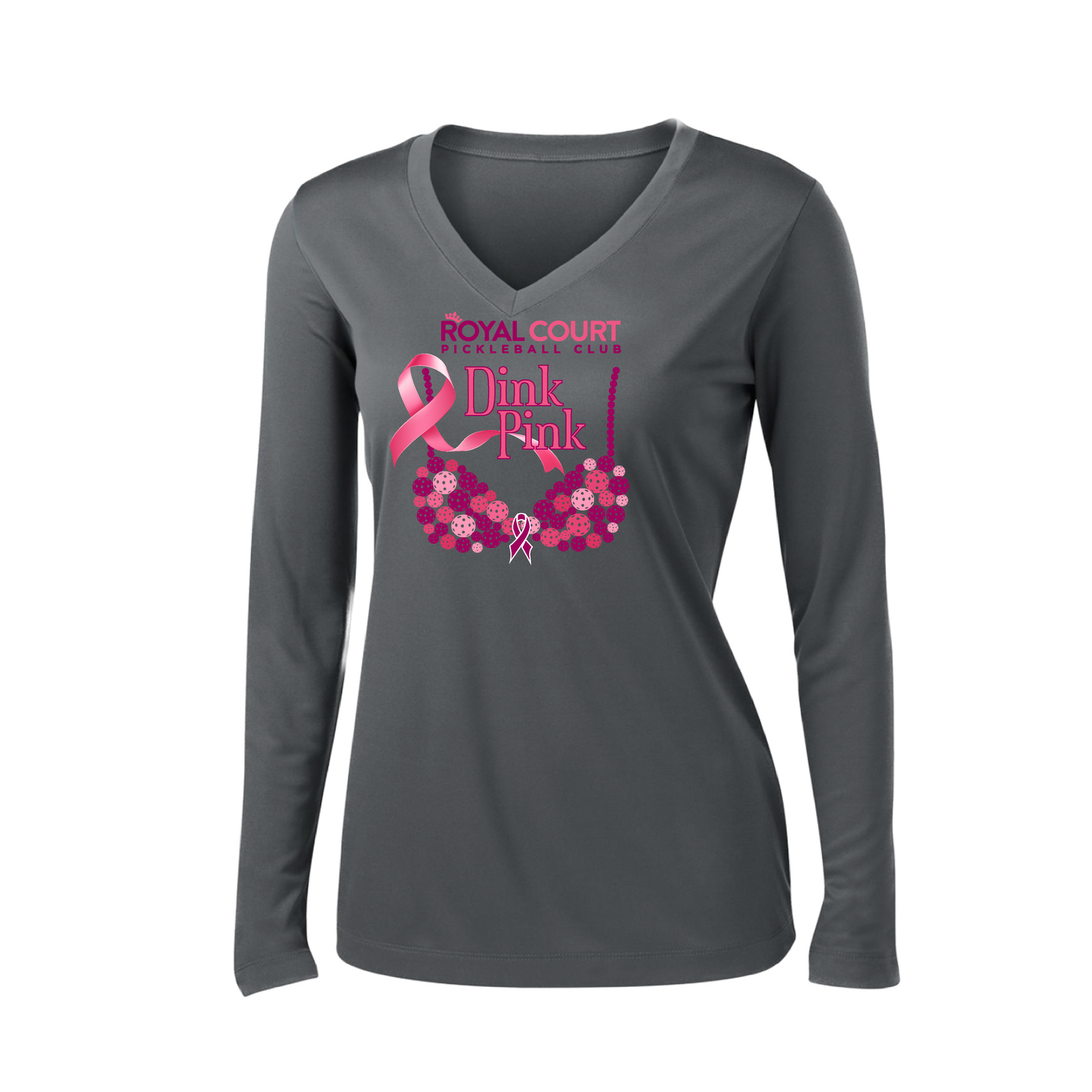 Royal Court Dink Pink | Women’s Long Sleeve V-Neck Shirt | 100% Polyester