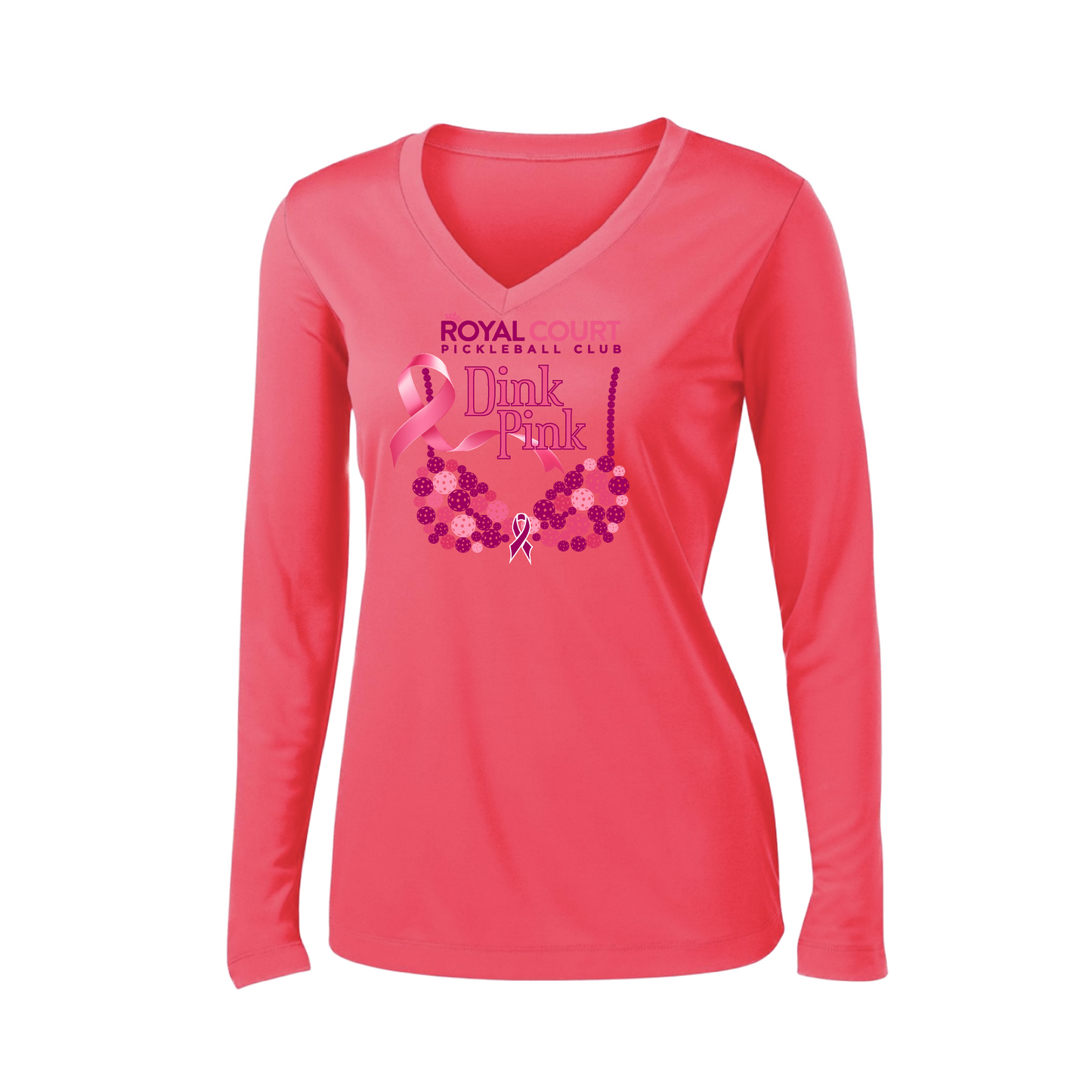 Royal Court Dink Pink | Women’s Long Sleeve V-Neck Shirt | 100% Polyester