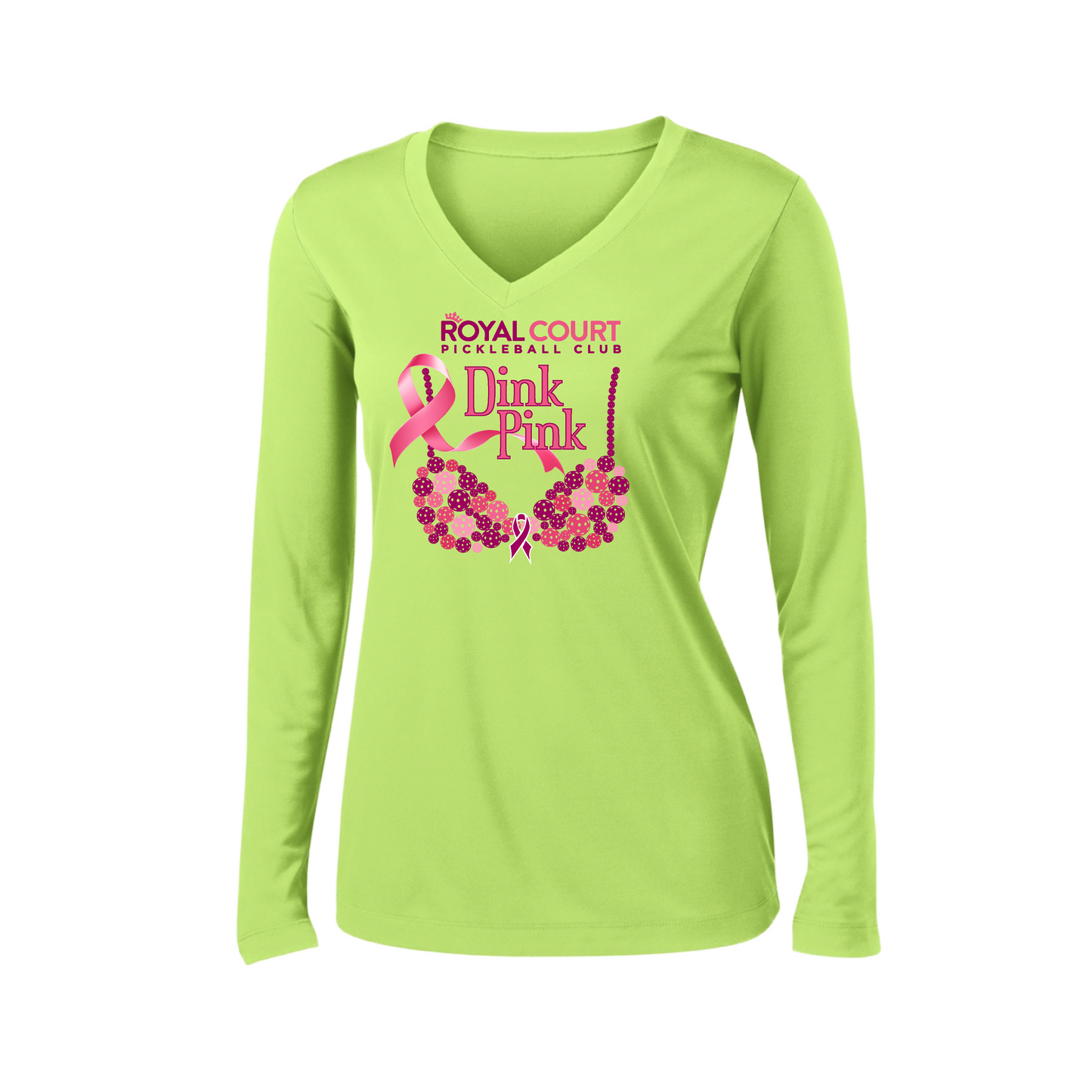 Royal Court Dink Pink | Women’s Long Sleeve V-Neck Shirt | 100% Polyester