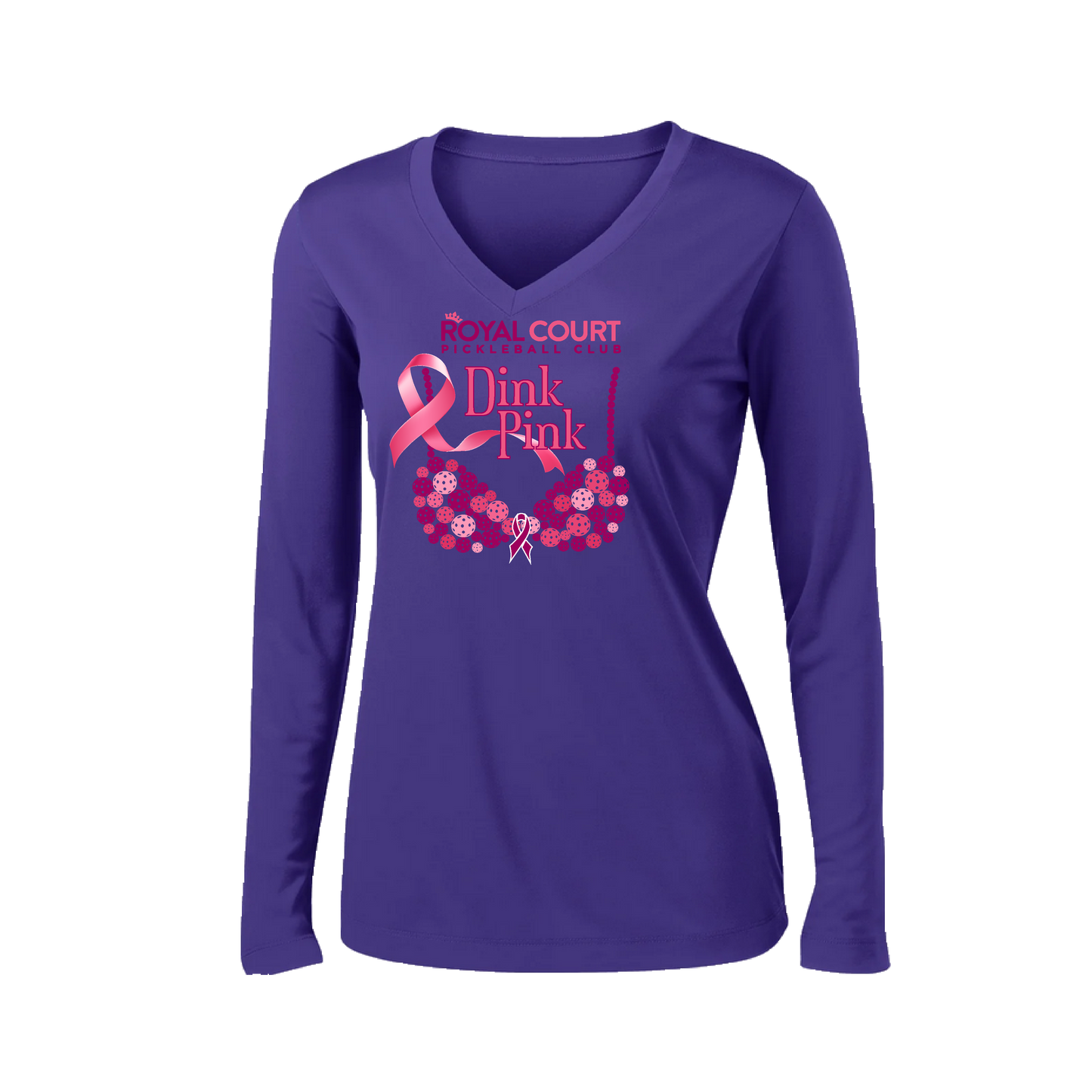 Royal Court Dink Pink | Women’s Long Sleeve V-Neck Shirt | 100% Polyester