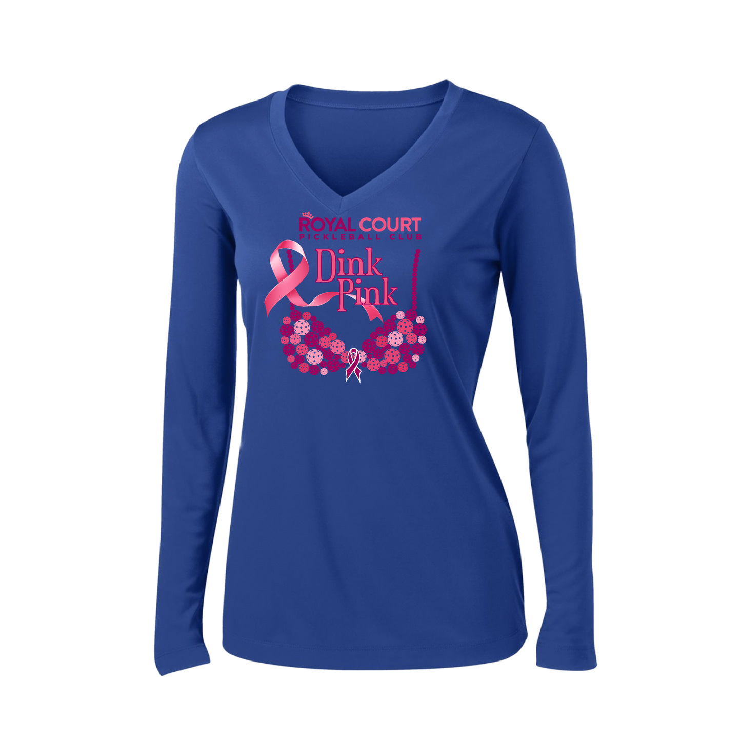 Royal Court Dink Pink | Women’s Long Sleeve V-Neck Shirt | 100% Polyester