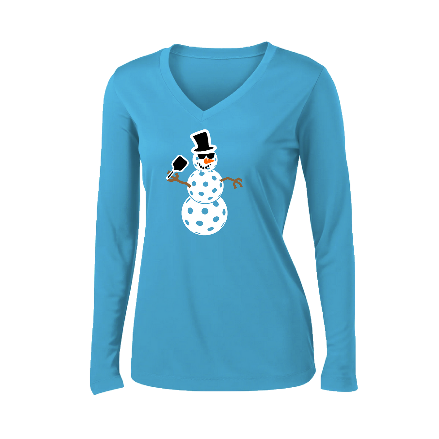 Snowman | Women’s Long Sleeve V-Neck Shirt | 100% Polyester