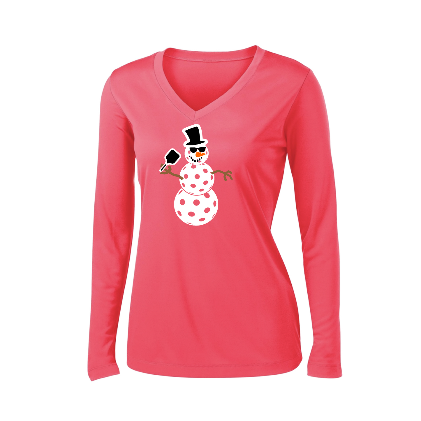 Snowman | Women’s Long Sleeve V-Neck Shirt | 100% Polyester