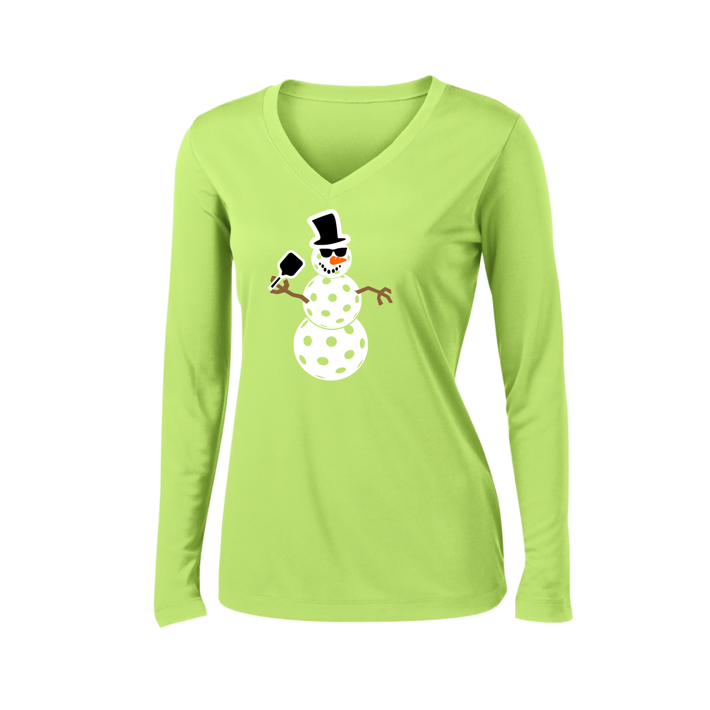 Snowman | Women’s Long Sleeve V-Neck Shirt | 100% Polyester