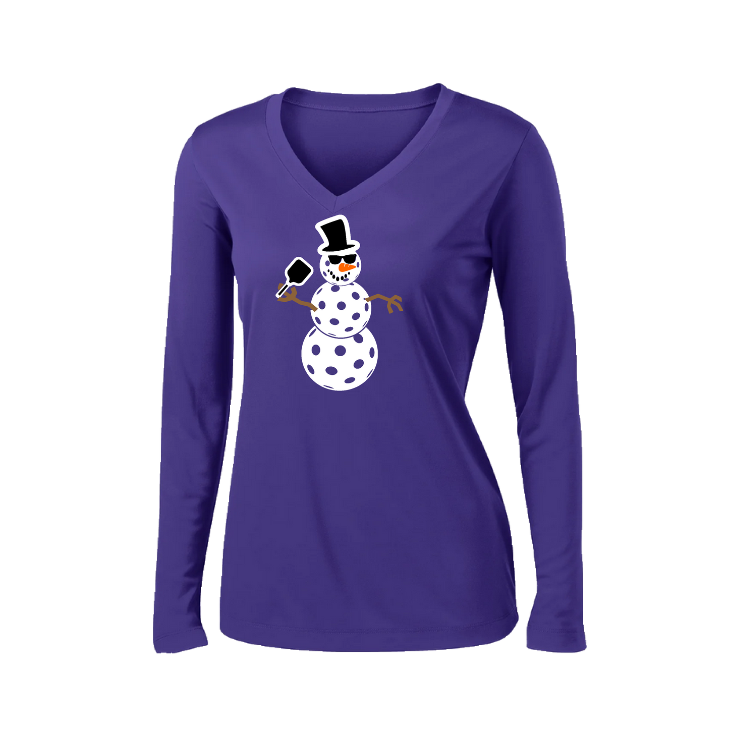 Snowman | Women’s Long Sleeve V-Neck Shirt | 100% Polyester