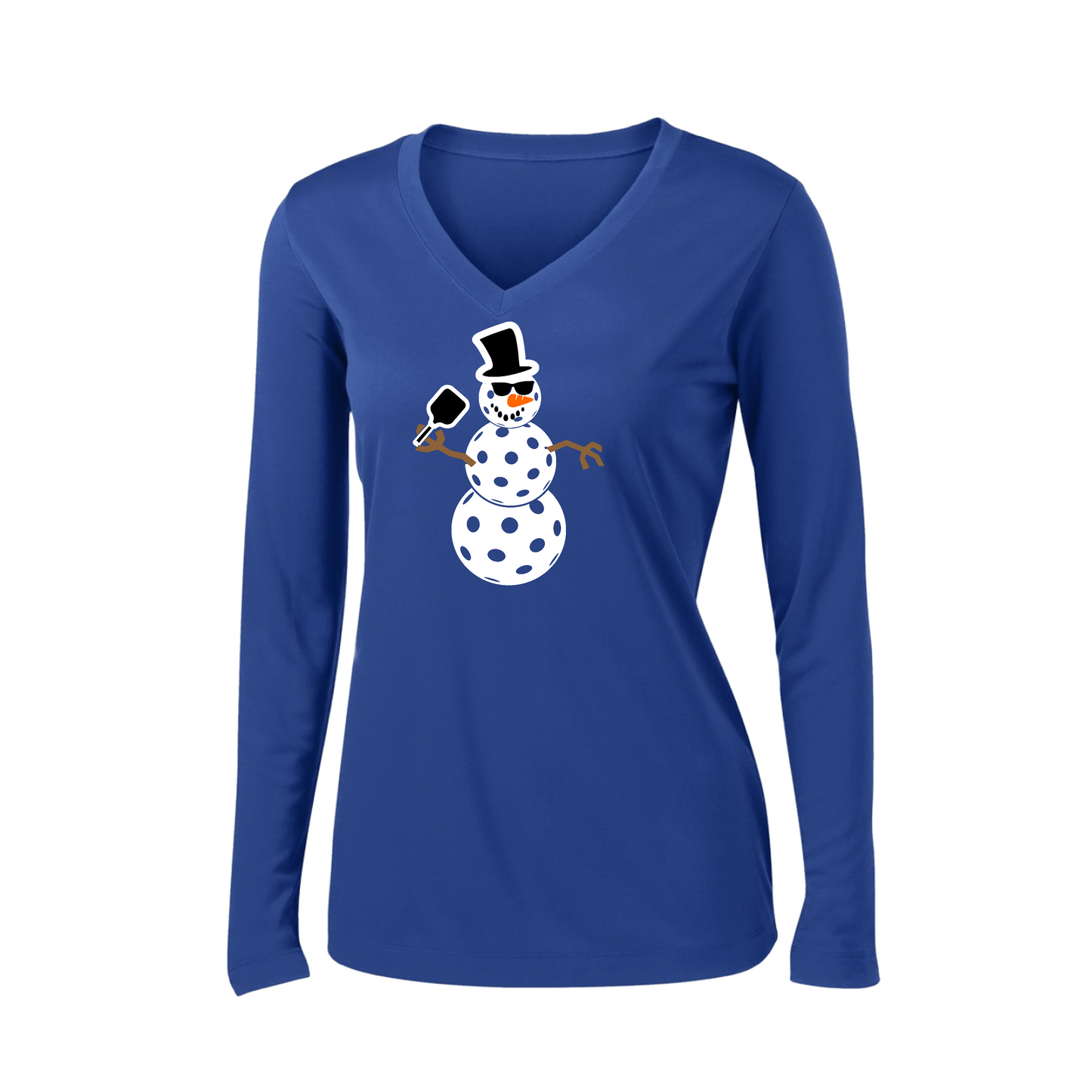 Snowman | Women’s Long Sleeve V-Neck Shirt | 100% Polyester