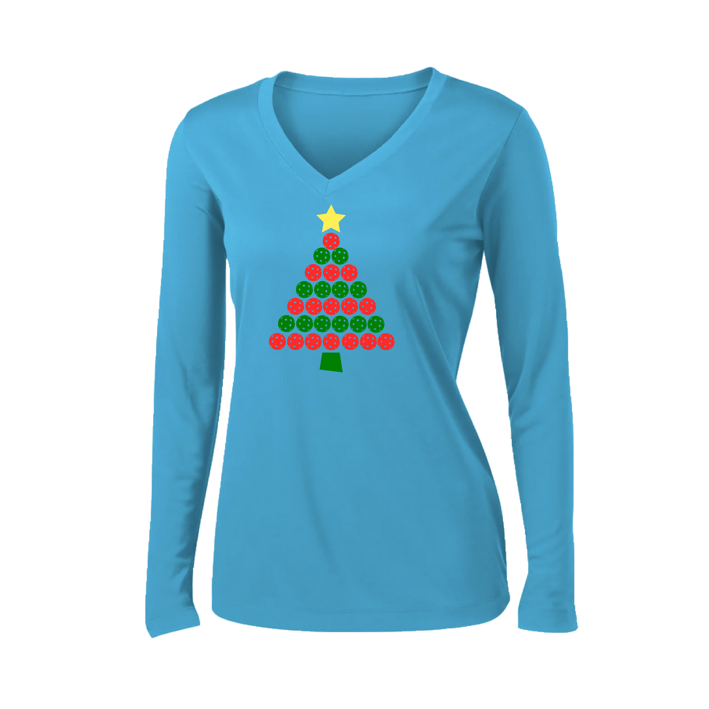 Christmas Tree | Women’s Long Sleeve V-Neck Shirt | 100% Polyester