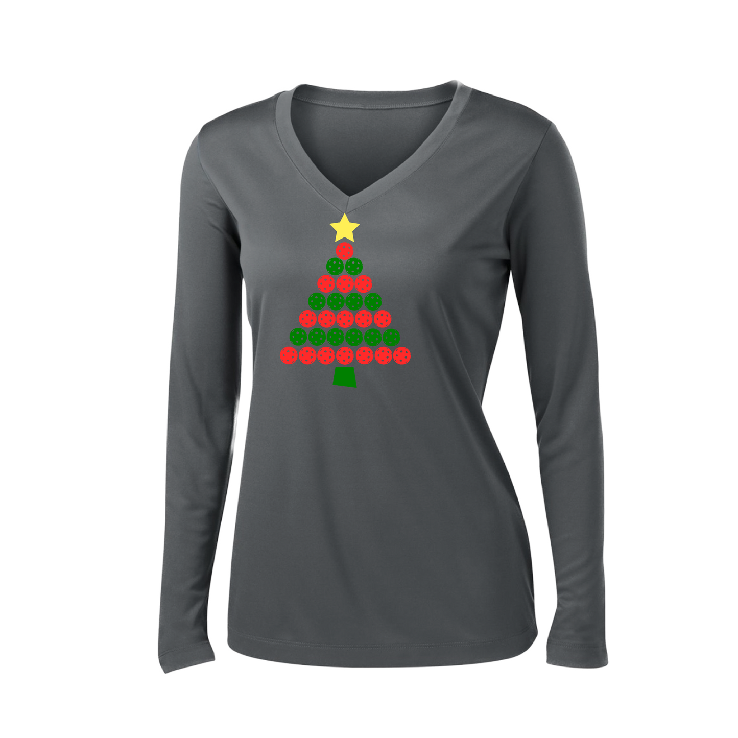 Christmas Tree | Women’s Long Sleeve V-Neck Shirt | 100% Polyester