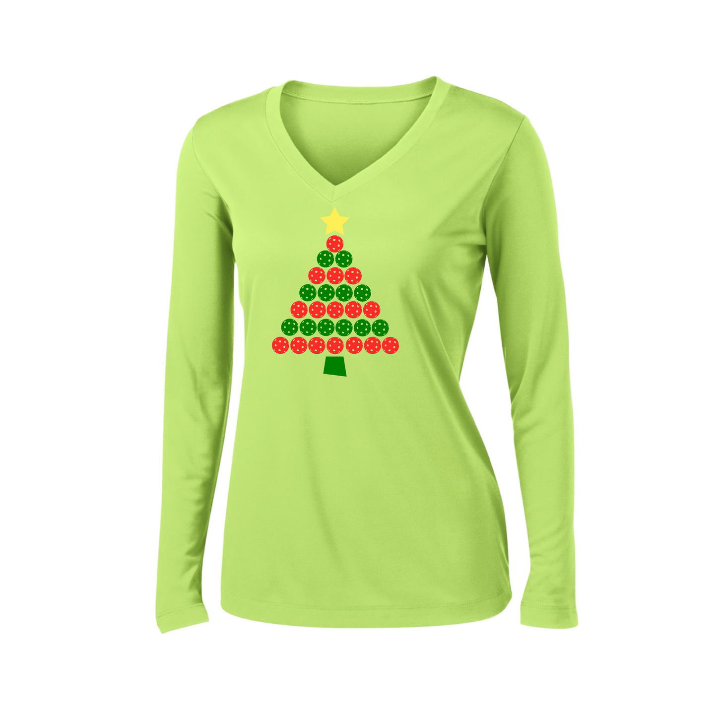 Christmas Tree | Women’s Long Sleeve V-Neck Shirt | 100% Polyester