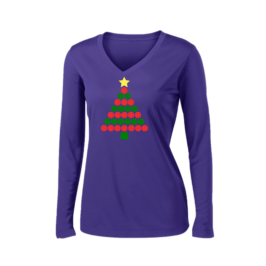 Christmas Tree | Women’s Long Sleeve V-Neck Shirt | 100% Polyester