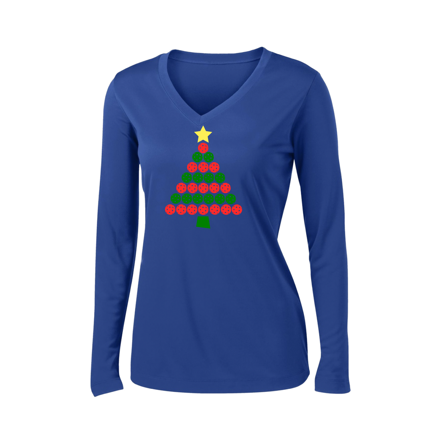 Christmas Tree | Women’s Long Sleeve V-Neck Shirt | 100% Polyester