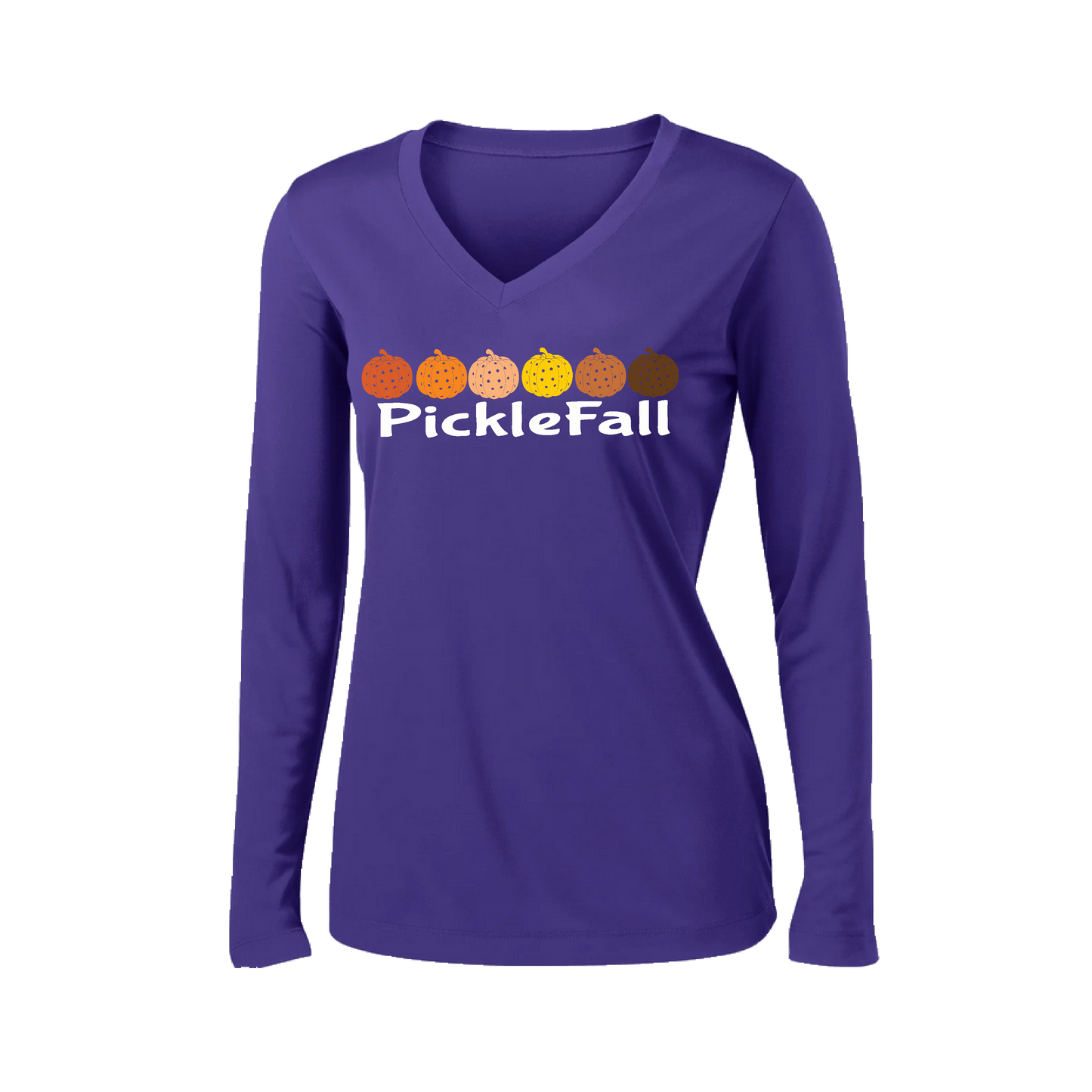 Picklefall | Women’s Long Sleeve V-Neck Pickleball Shirt | 100% Polyester