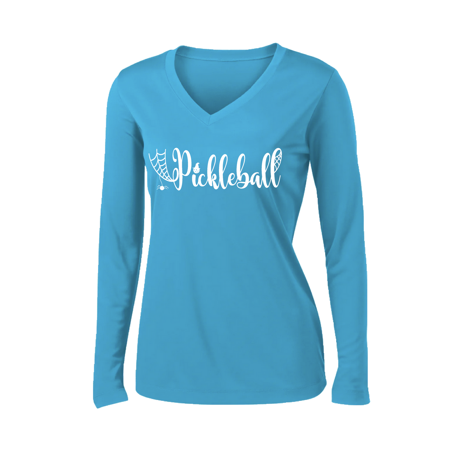 Spider Pickleball | Women’s Long Sleeve V-Neck Shirt | 100% Polyester