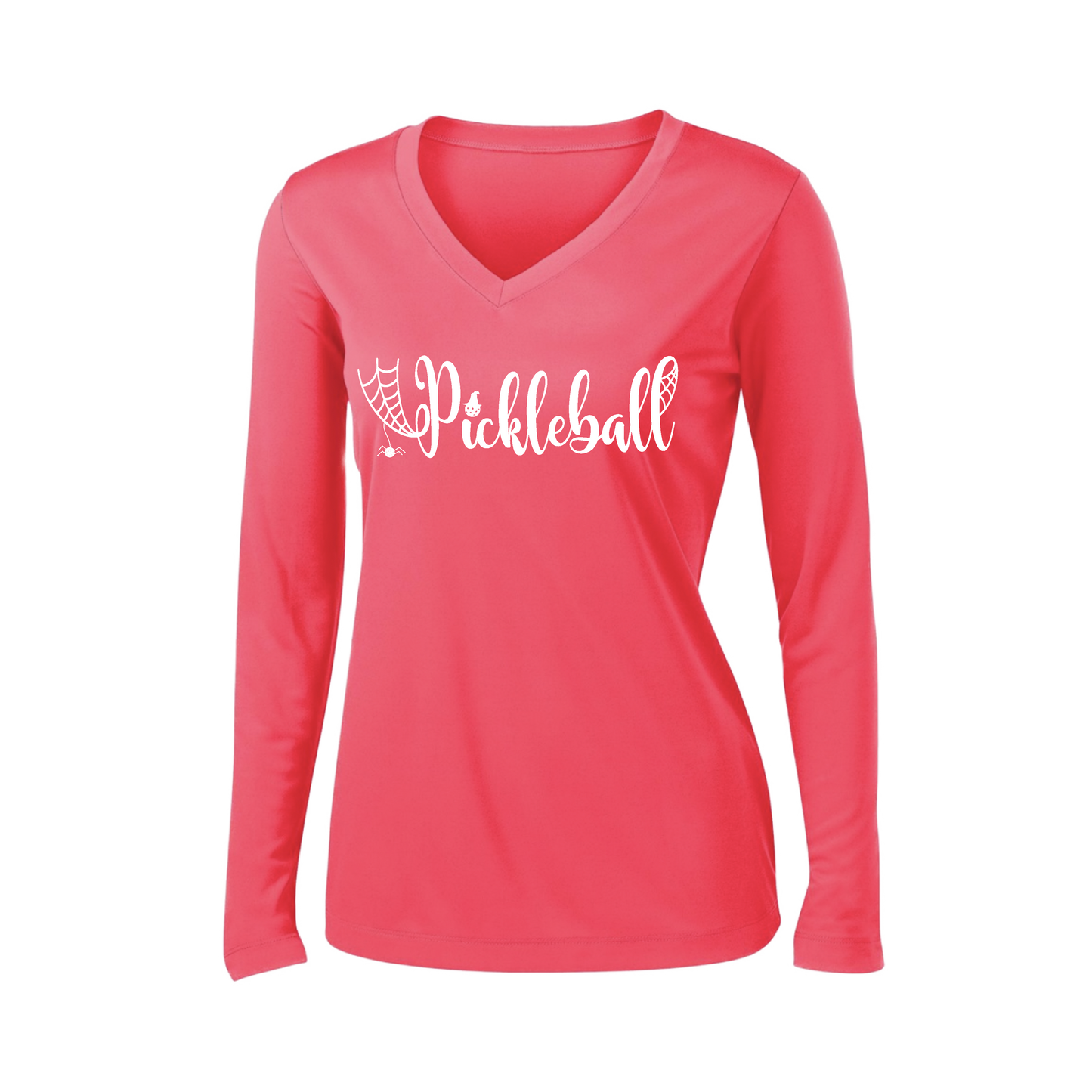 Spider Pickleball | Women’s Long Sleeve V-Neck Shirt | 100% Polyester