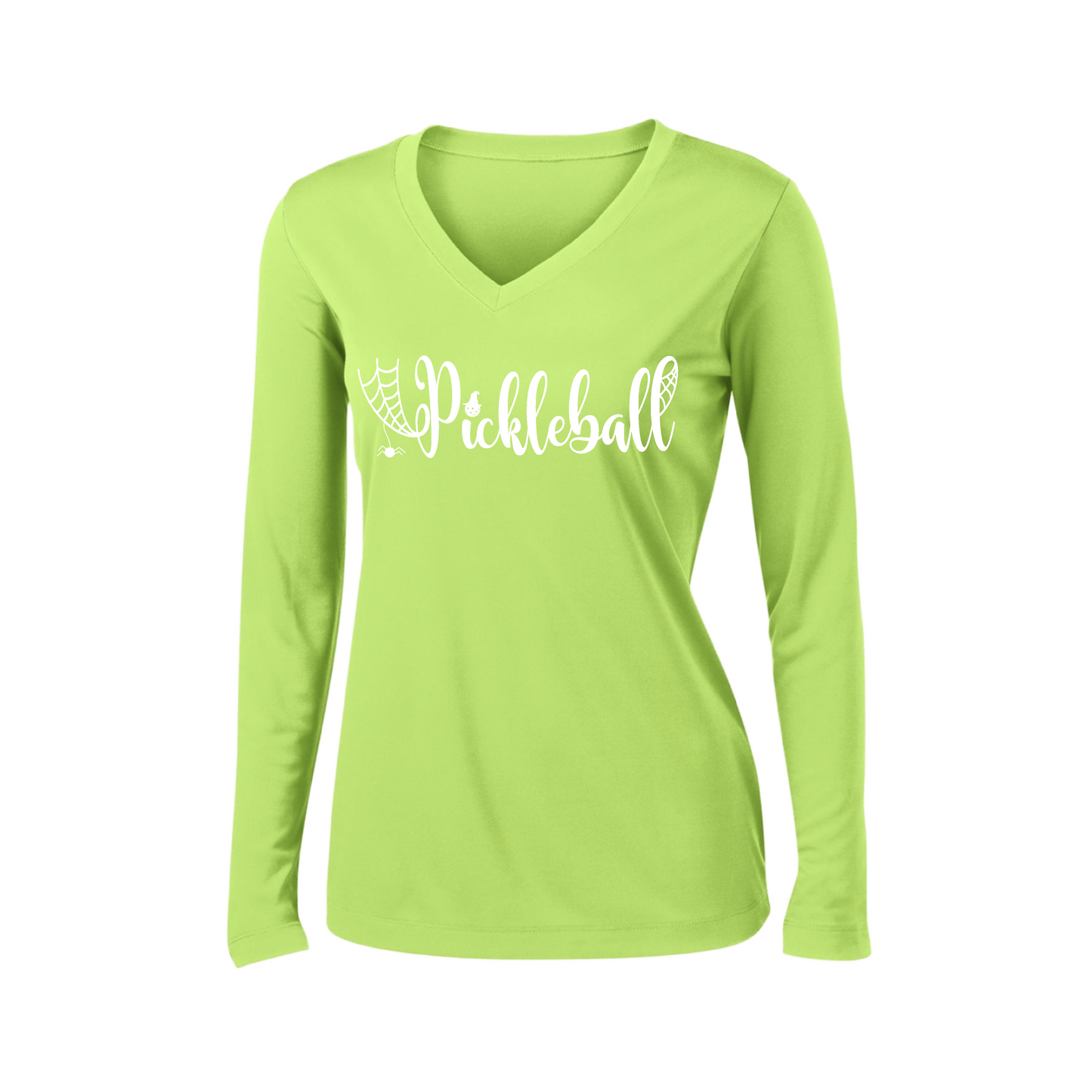 Spider Pickleball | Women’s Long Sleeve V-Neck Shirt | 100% Polyester