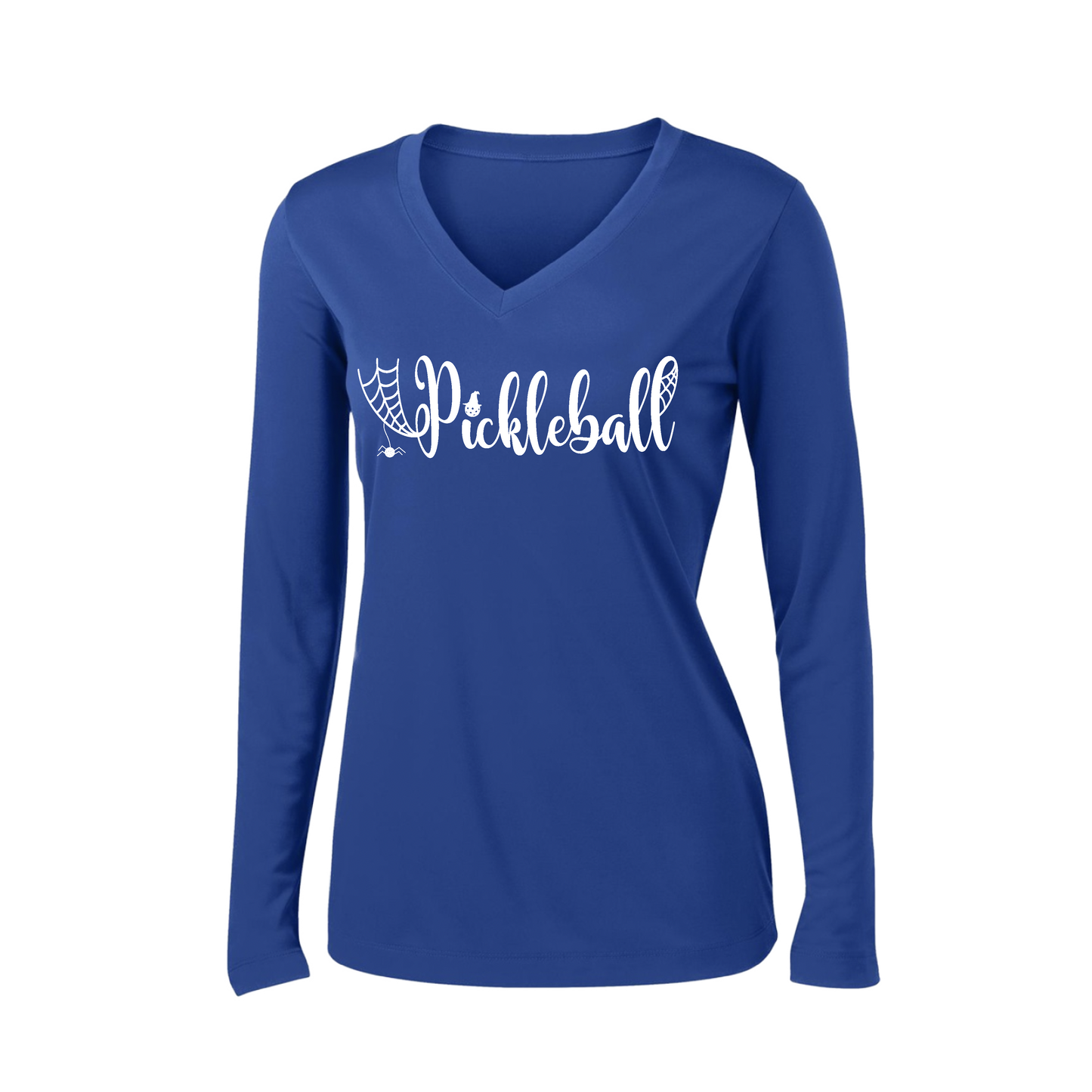 Spider Pickleball | Women’s Long Sleeve V-Neck Shirt | 100% Polyester