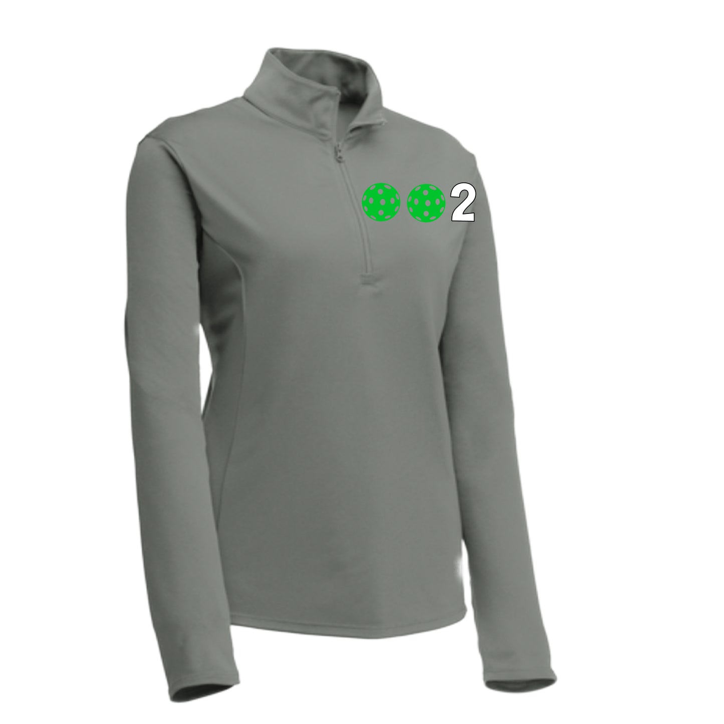 002 With Pickleballs (Colors Purple Rainbow Green) | Women's 1/4 Zip Pullover Athletic Shirt | 100% Polyester