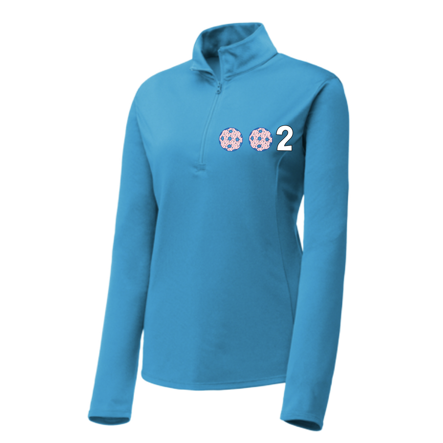 002 With Pickleballs (Patriotic Stars) | Women's 1/4 Zip Pullover Athletic Shirt | 100% Polyester