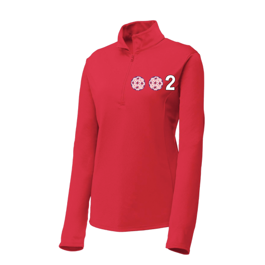 002 With Pickleballs (Patriotic Stars) | Women's 1/4 Zip Pullover Athletic Shirt | 100% Polyester