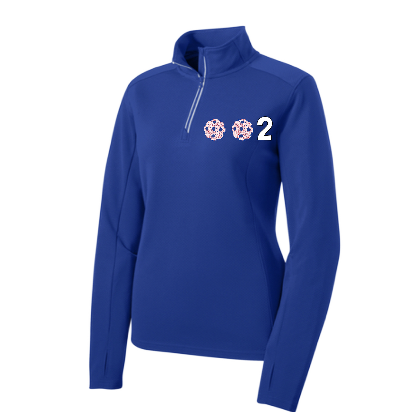 002 With Pickleballs (Patriotic Stars) | Women's 1/4 Zip Pullover Athletic Shirt | 100% Polyester