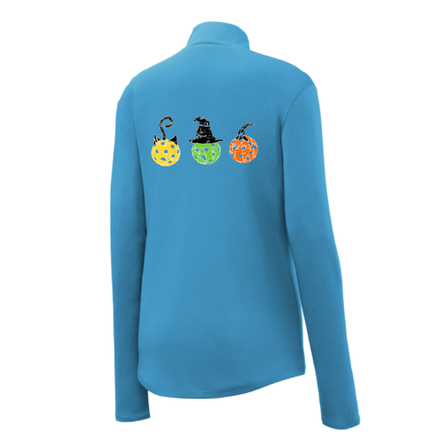 Cat Witch Pumpkin  | Women's 1/4 Zip Pickleball Pullover | 100% Polyester