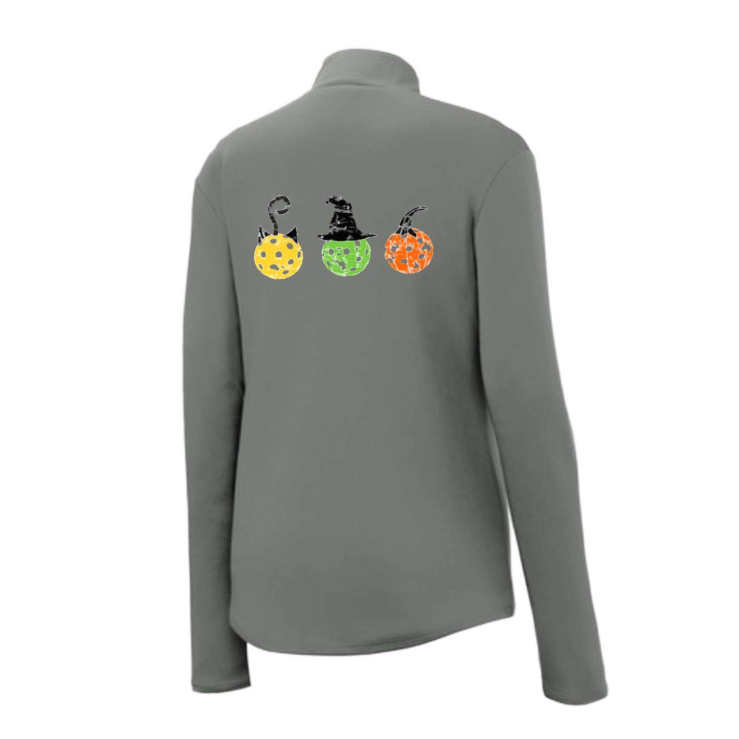 Cat Witch Pumpkin  | Women's 1/4 Zip Pickleball Pullover | 100% Polyester