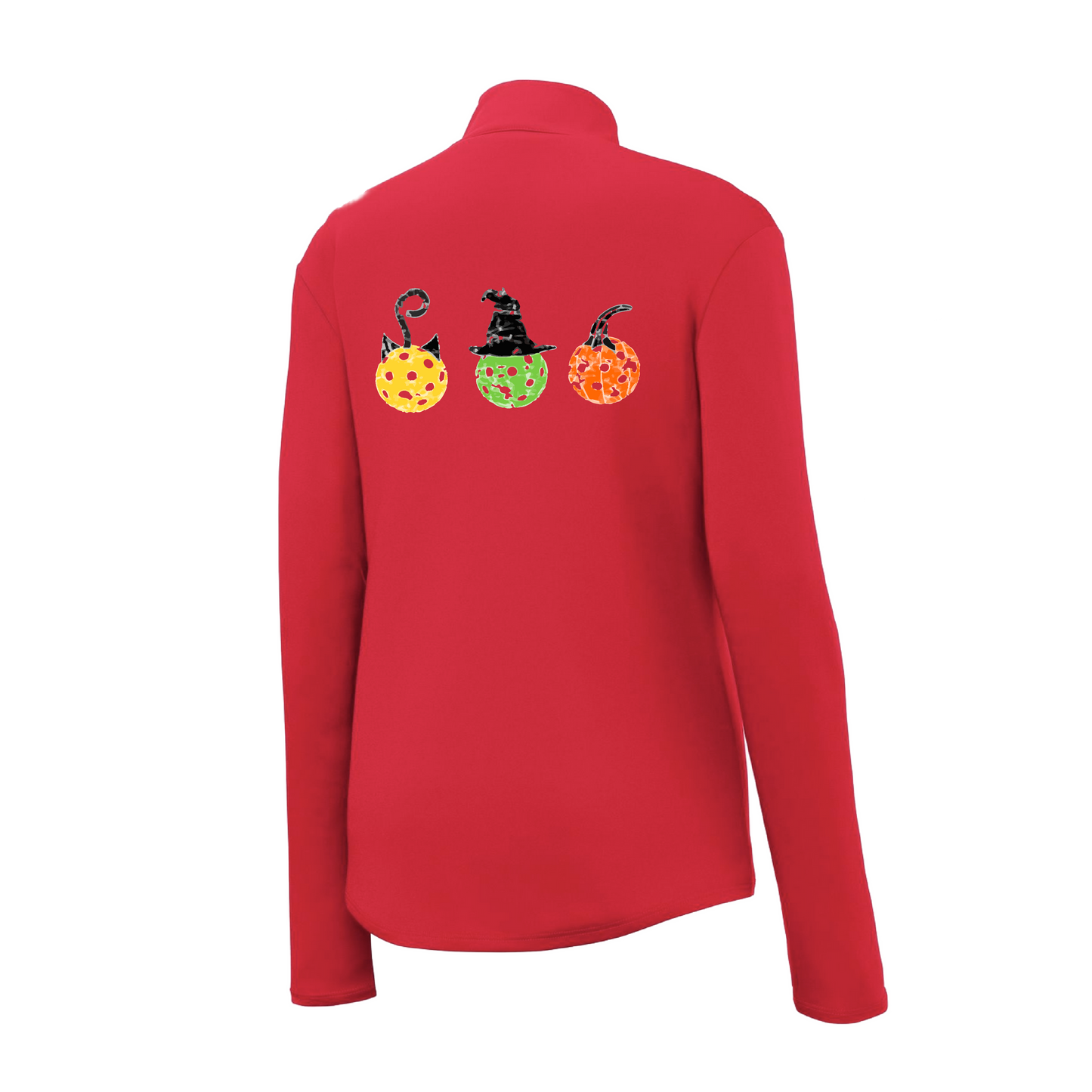 Cat Witch Pumpkin  | Women's 1/4 Zip Pickleball Pullover | 100% Polyester