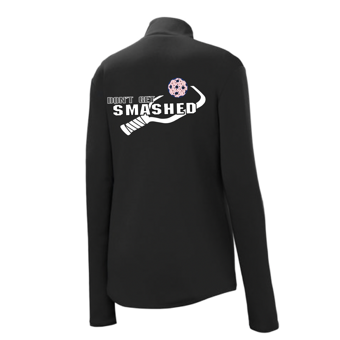 Don't Get Smashed (Pickleball Color Patriotic Star) | Women's 1/4 Zip Pullover Athletic Shirt | 100% Polyester