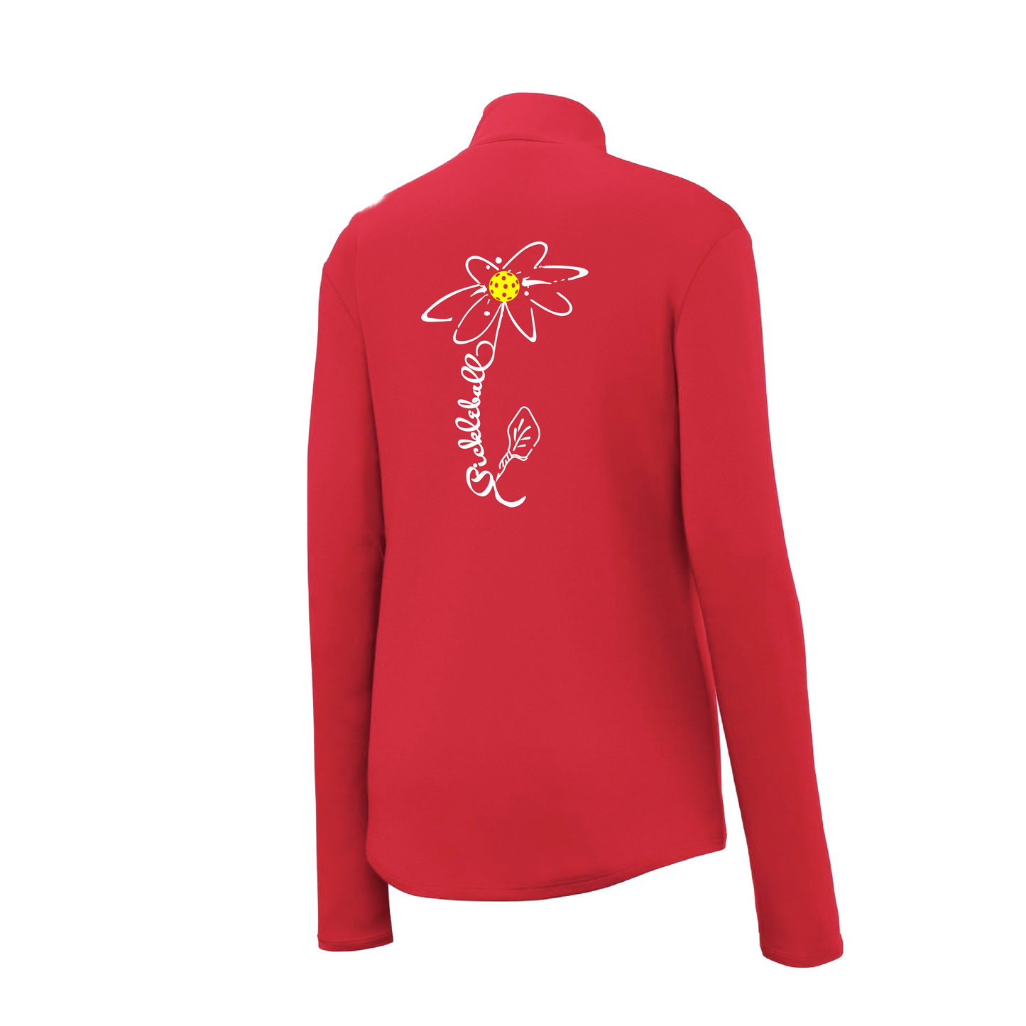 Pickleball Flower (White Yellow) | Women's 1/4 Zip Pickleball Pullover | 100% Polyester