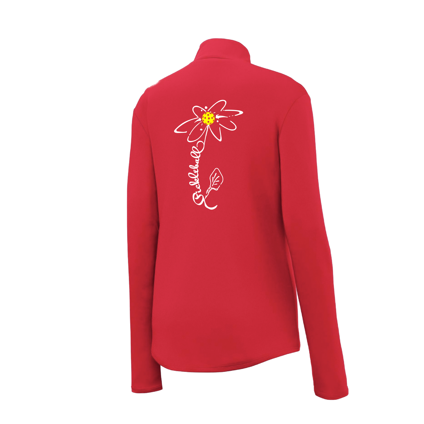 Pickleball Flower | Women’s 1/4 Zip Athletic Shirt | 100% Polyester