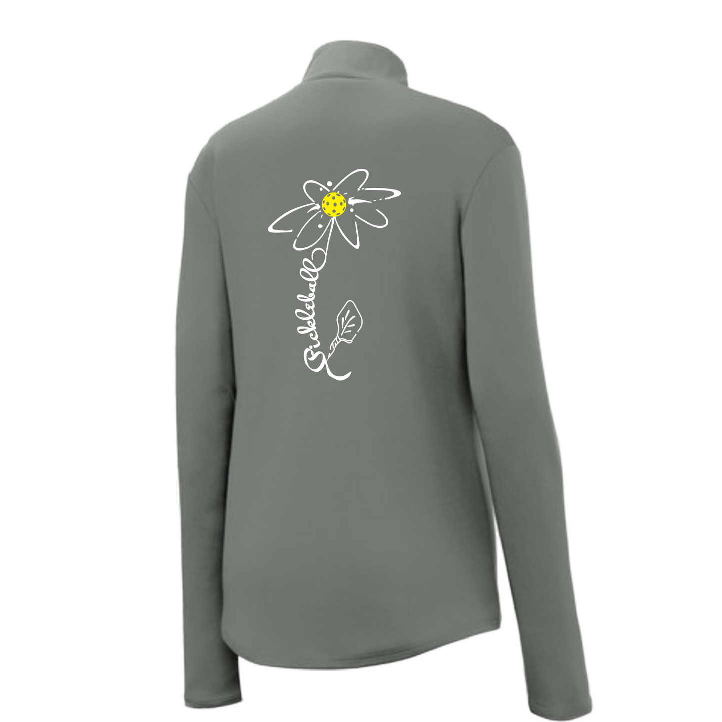 Pickleball Flower (White Yellow) | Women's 1/4 Zip Pickleball Pullover | 100% Polyester