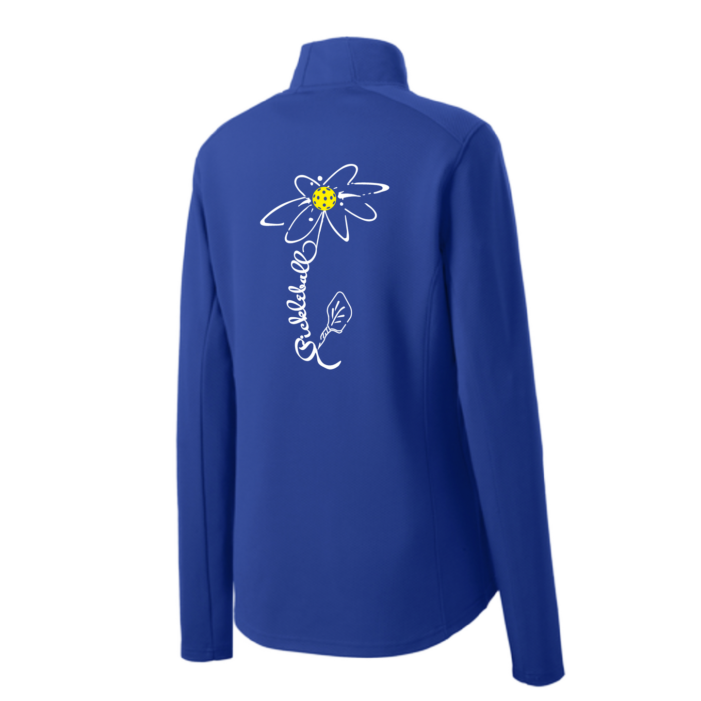 Pickleball Flower (White Yellow) | Women's 1/4 Zip Pickleball Pullover | 100% Polyester