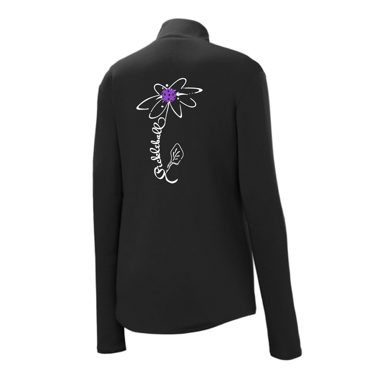 Pickleball Flower (Pink Purple Rainbow) | Women's 1/4 Zip Pickleball Pullover | 100% Polyester