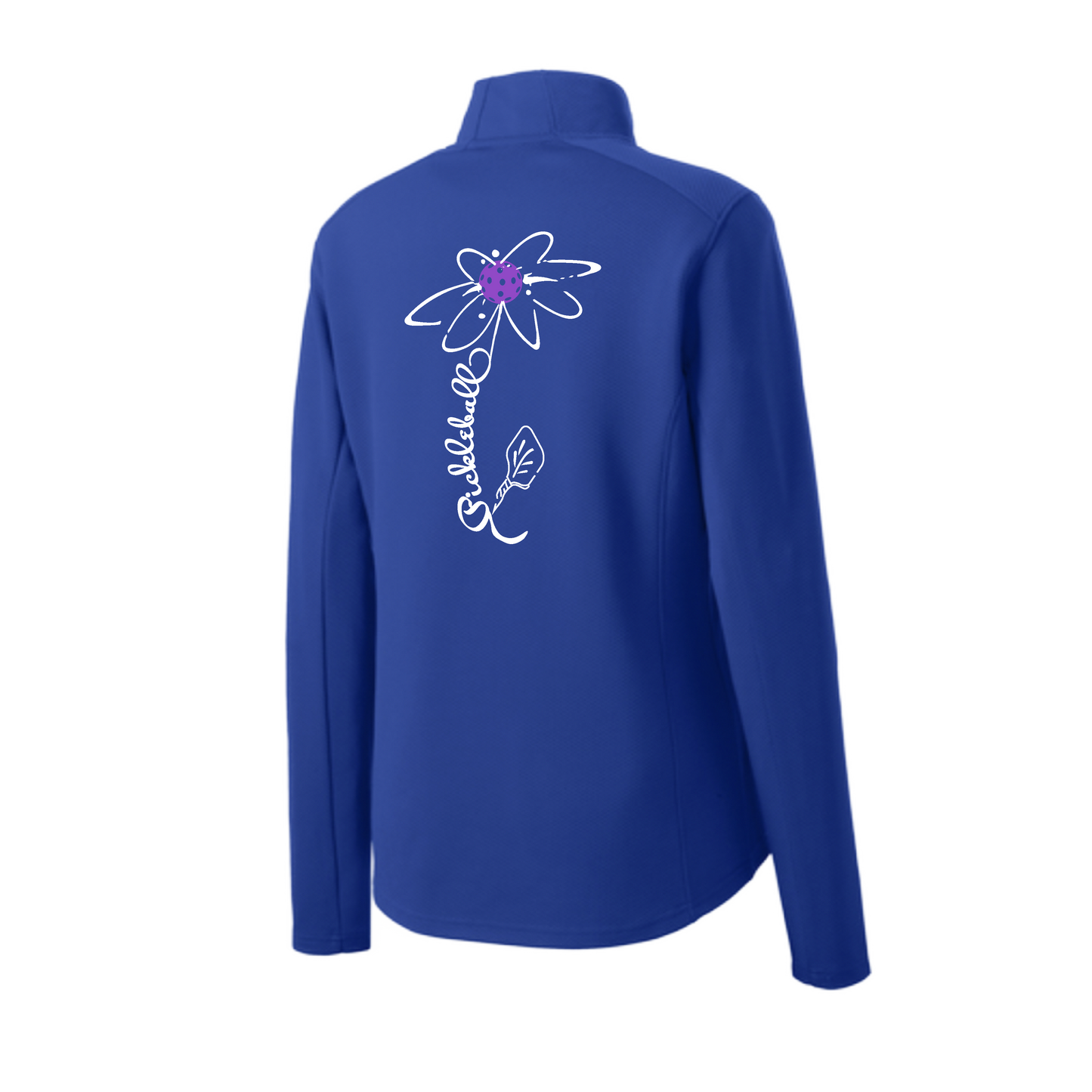 Pickleball Flower (Pink Purple Rainbow) | Women's 1/4 Zip Pickleball Pullover | 100% Polyester