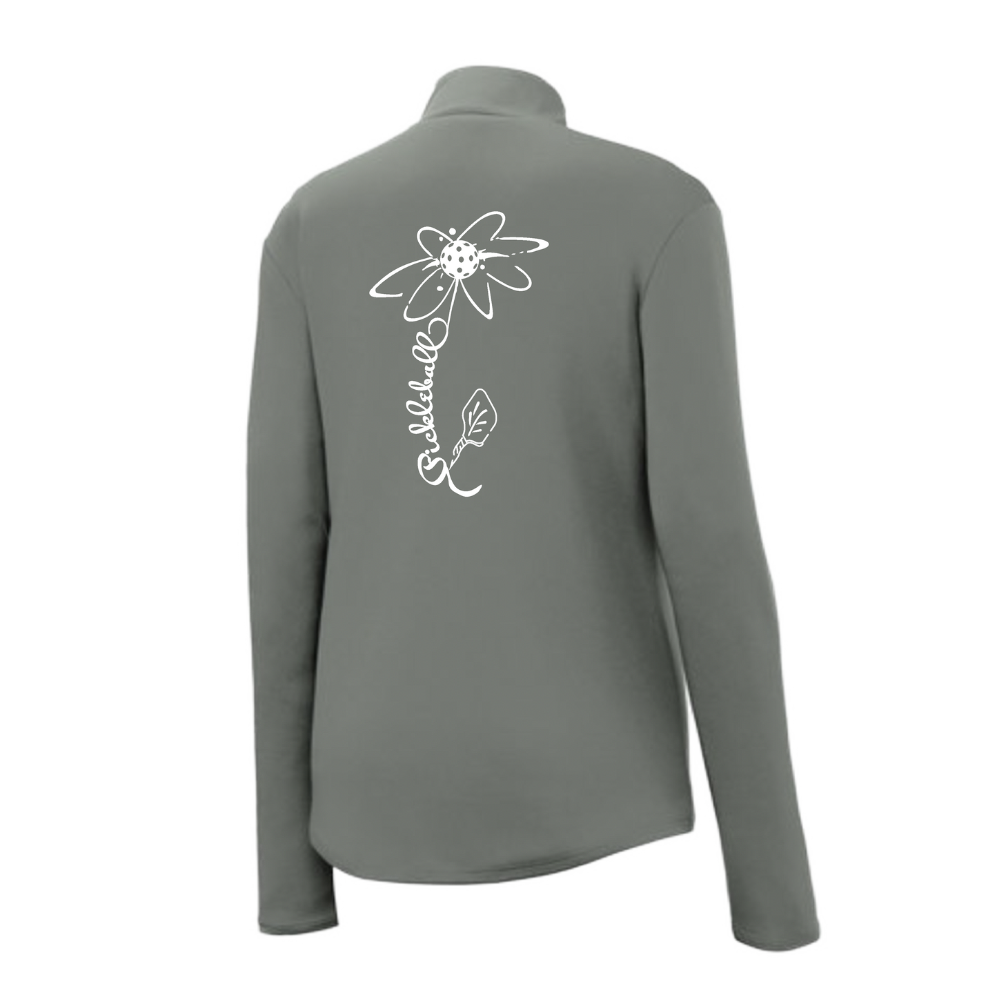 Pickleball Flower (White Yellow) | Women's 1/4 Zip Pickleball Pullover | 100% Polyester