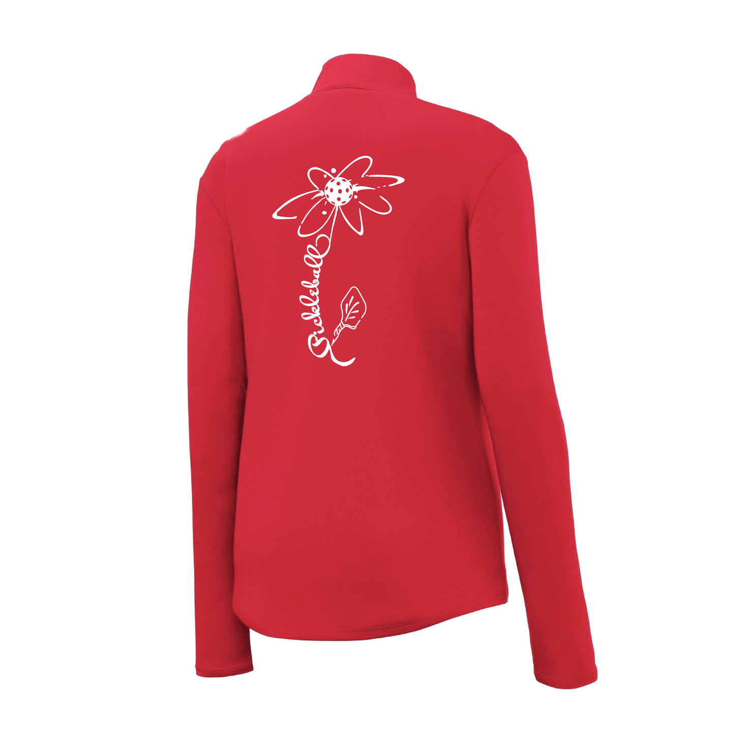 Pickleball Flower (White Yellow) | Women's 1/4 Zip Pickleball Pullover | 100% Polyester