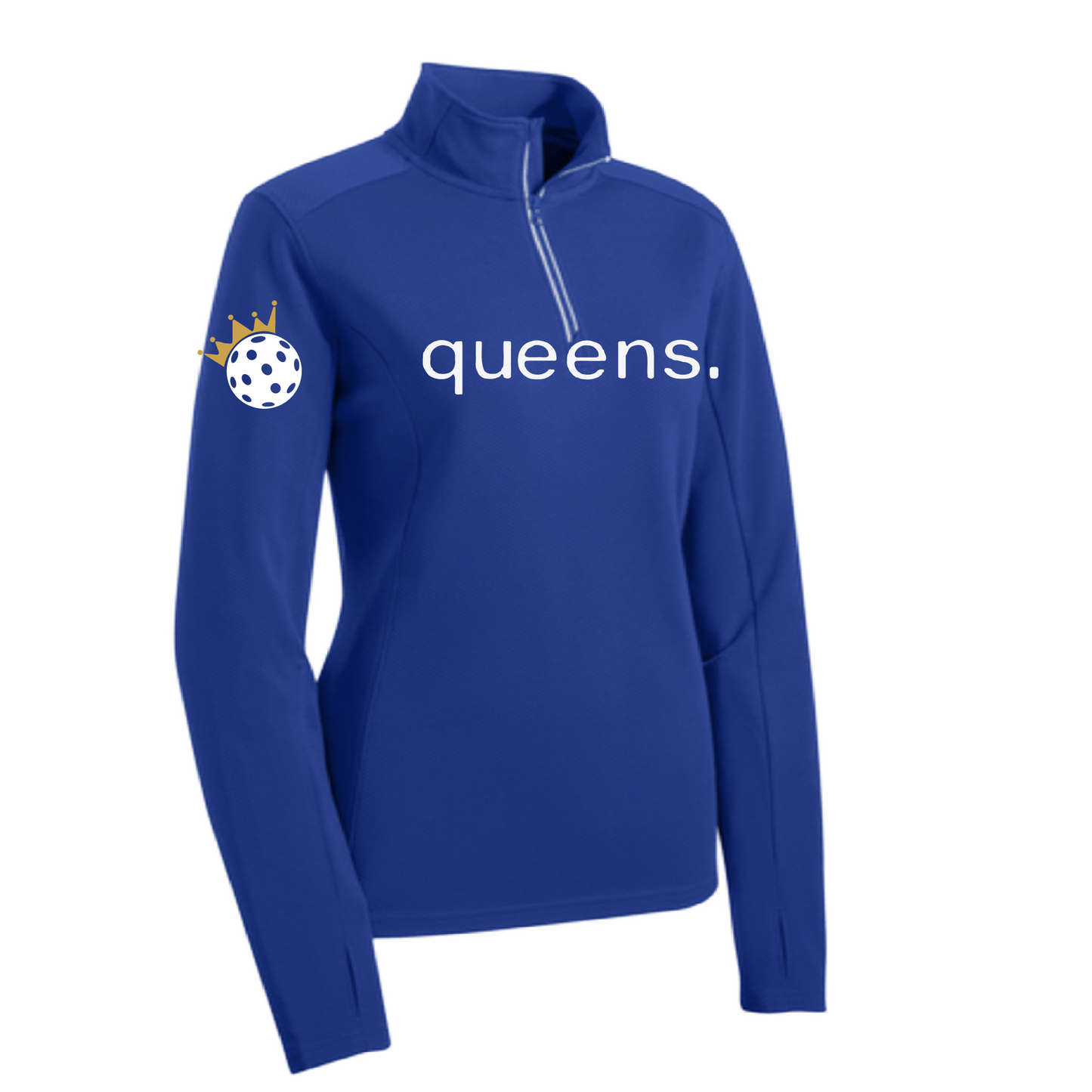 Design: Pickleball Queen and Crown  This Women's 1/4-Zip Pullover features princess seams and a drop tail hem, making it the perfect mix of comfort and style. The material is lightweight and breathable and boasts moisture-wicking properties and a tri-blend softness. The PosiCharge technology ensures vivid, vibrant color that is locked in and stays looking great. With its versatility, it can be worn year-round.