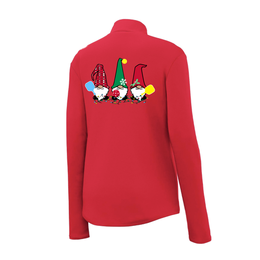 Christmas Gnomes | Women's 1/4 Zip Pickleball Pullover | 100% Polyester