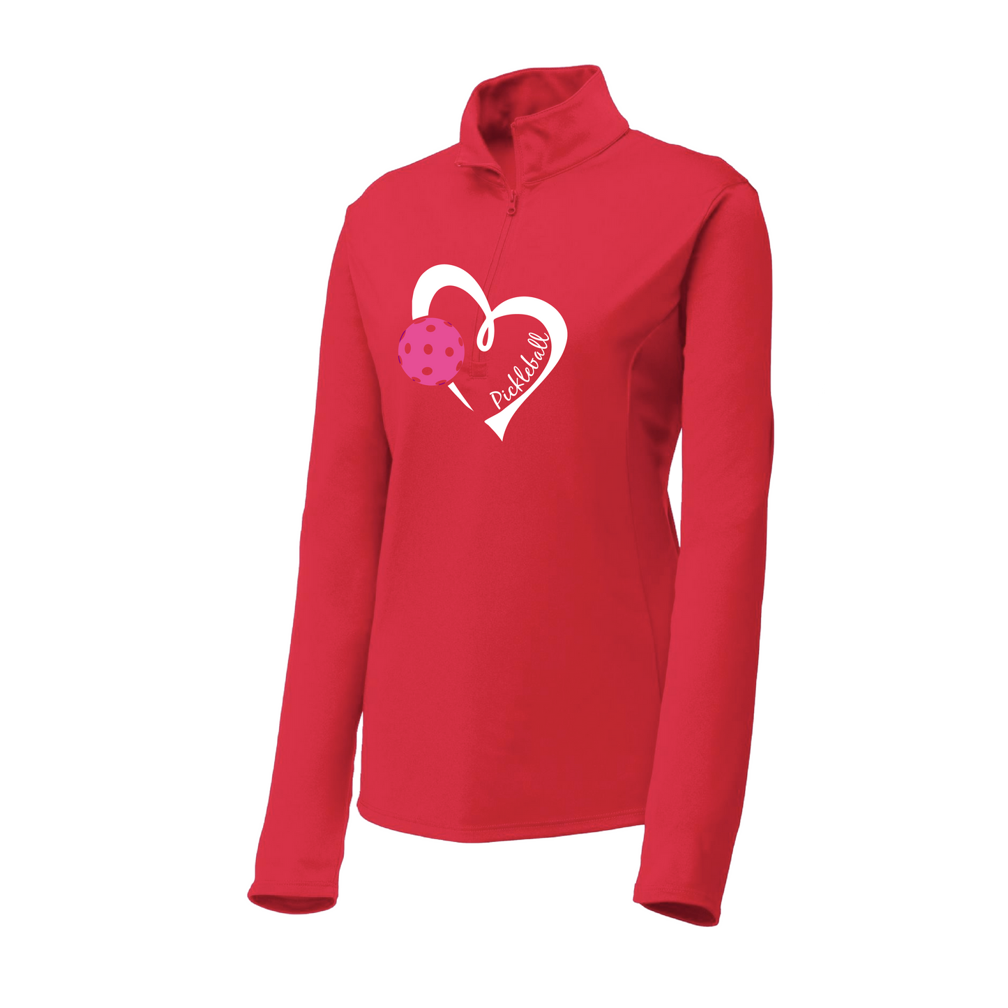 Pickleball Love Pink (Customizable) | Women's 1/4 Zip Pullover Athletic Shirt | 100% Polyester