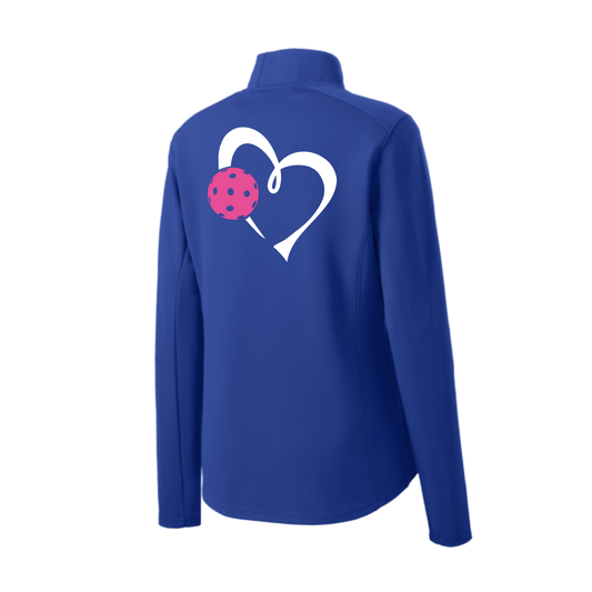 Love Pickleball (Pink) | Women's 1/4 Zip Pullover Athletic Shirt | 100% Polyester