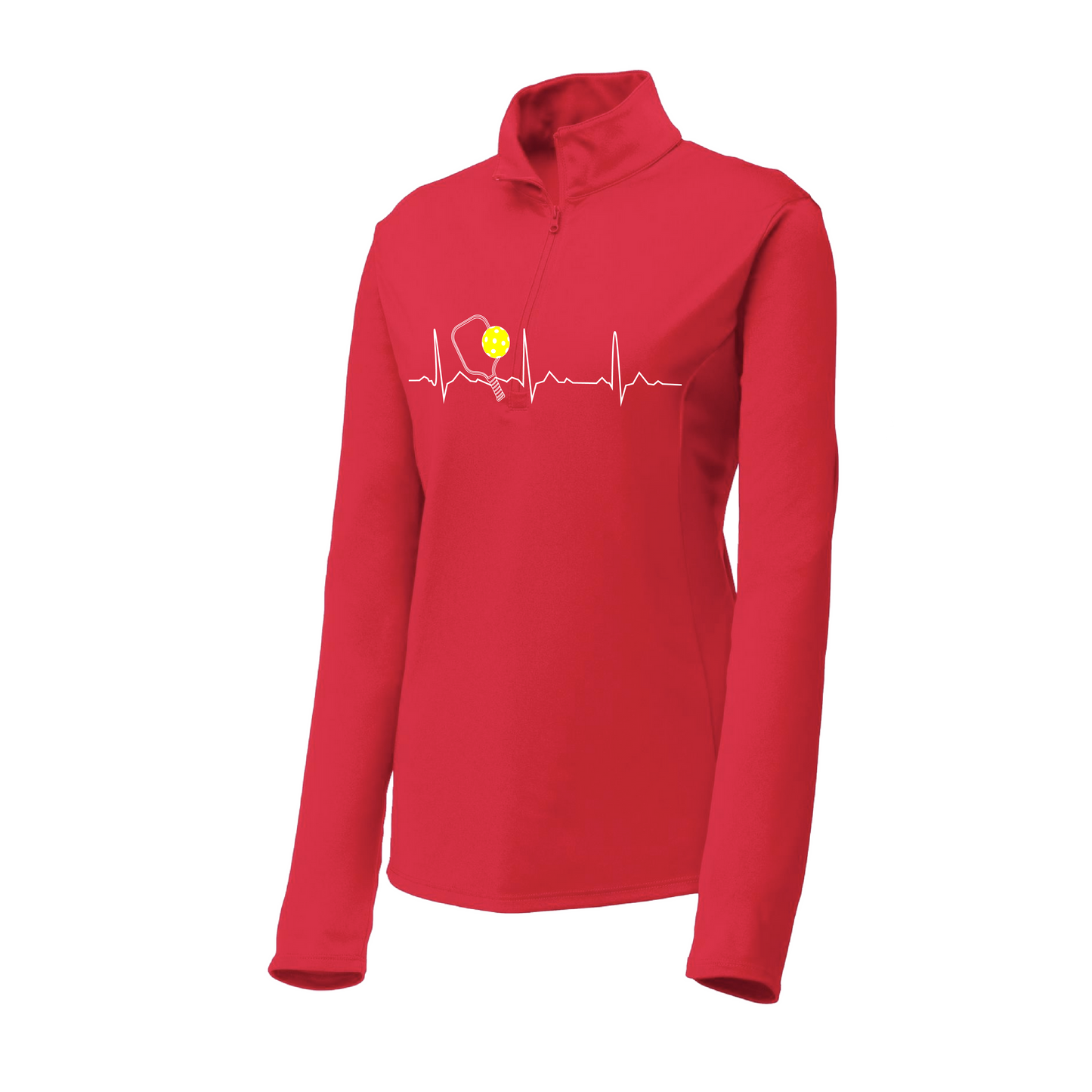 Pickleball Heartbeat EKG (Customizable) | Women's 1/4 Zip Pullover Athletic Shirt | 100% Polyester