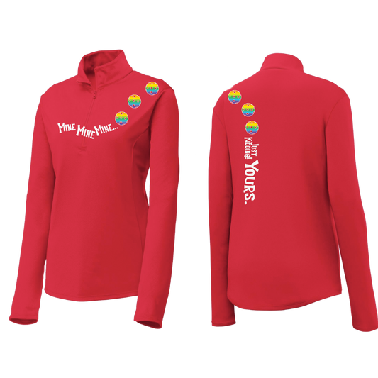 Mine JK Yours (Pickleballs Pink Purple Rainbow) | Women's 1/4 Zip Pickleball Pullover | 100% Polyester