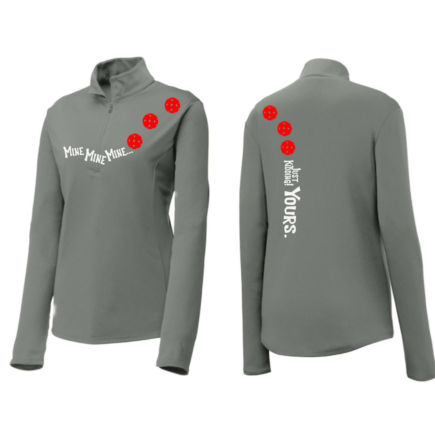 Mine JK Yours (Pickleballs Red) | Clearance Women's 1/4 Zip Pickleball Pullover | 100% Polyester