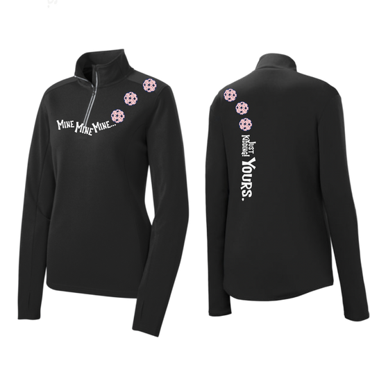 Mine JK Yours (Pickleballs With Stars) | Women's 1/4 Zip Pickleball Pullover | 100% Polyester